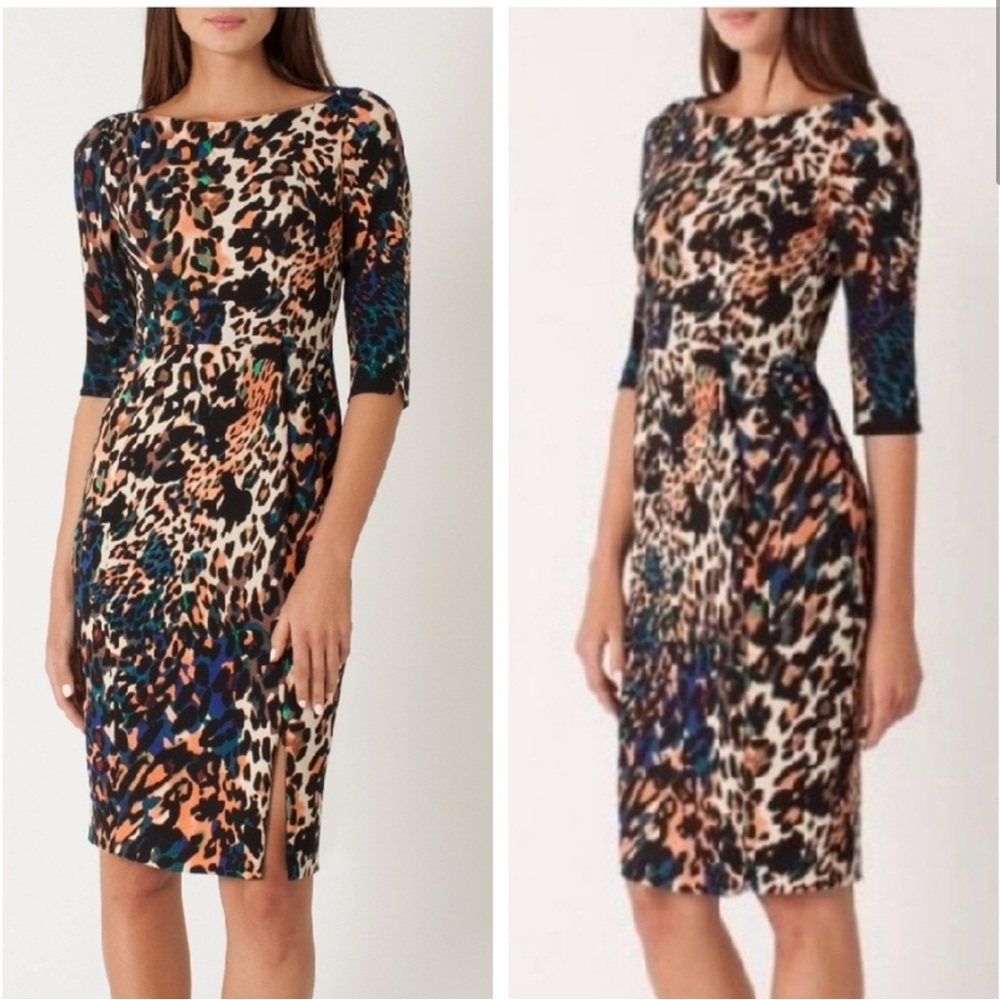Black Halo 10 Marissa Leopard Cheetah Animal Print Sheath Dress